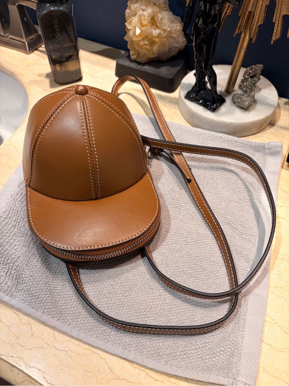 JW ANDERSON Tan Mini Leather Crossbody Pouch